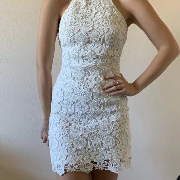 Lulu's White Halter Sheath Dress - Picture 1 of 6